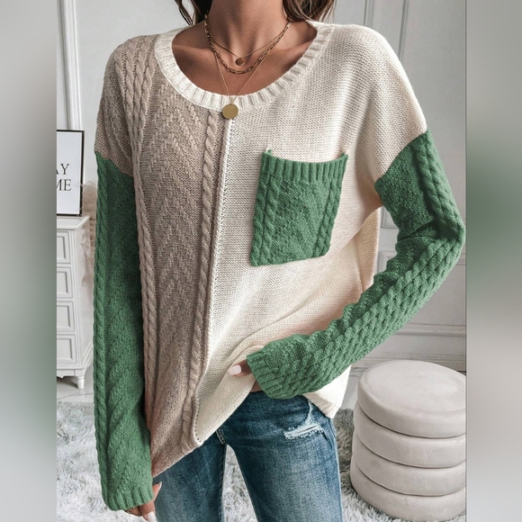 Mariana Blocked Sweater - Green - Picture 6 of 14